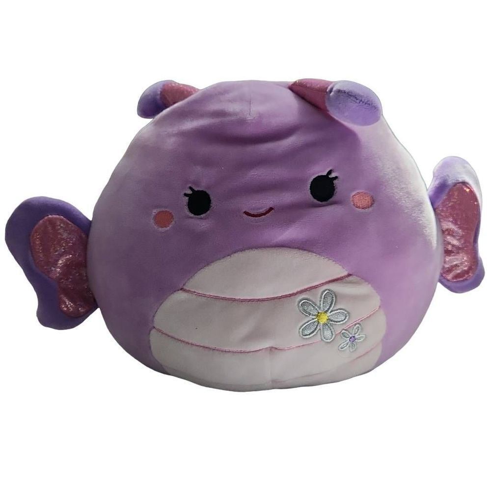 Squishmallows Purple Brenda Butterfly with Blue Flower